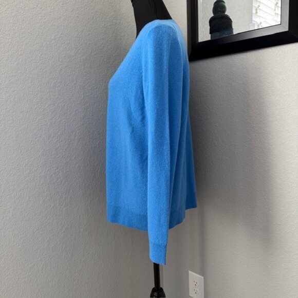 TAHARI 100% Cashmere Blue V Neck Sweater XL - Picture 5 of 9